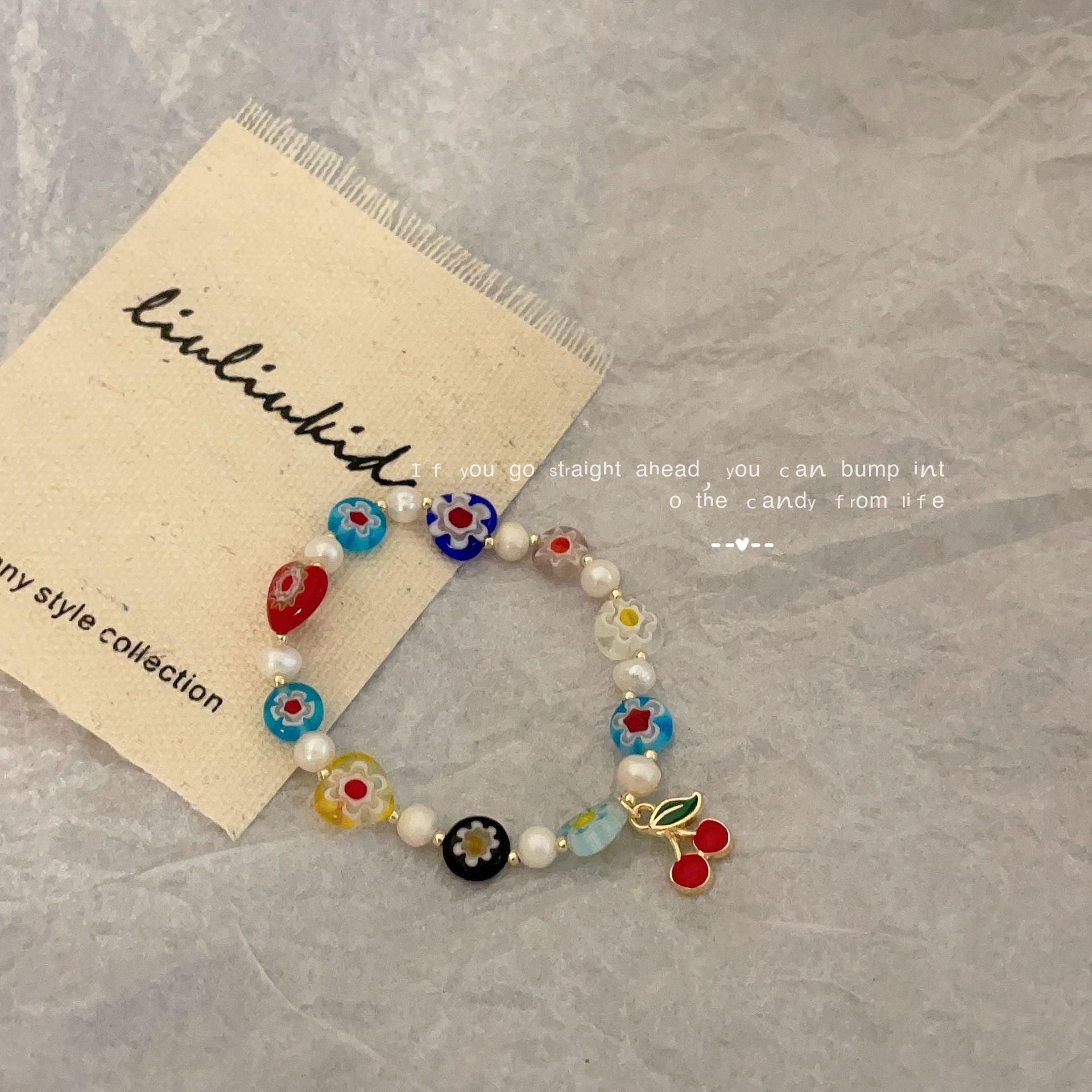 Wholesale Colorful Glaze Flower Beaded Pearl Alloy Bracelet